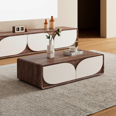 Table basse rectangulaire en bois massif noyer