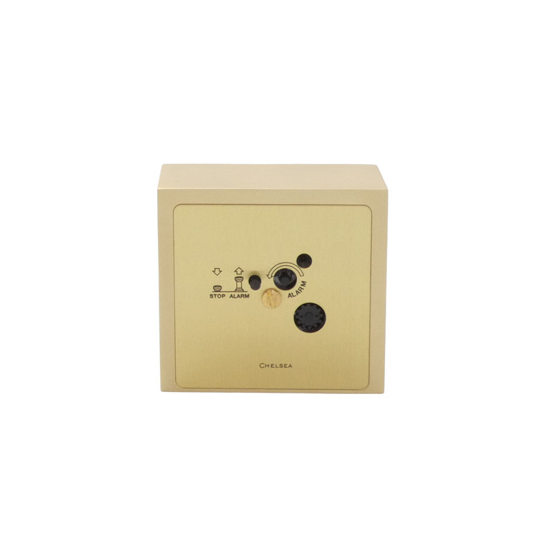 Square Desk Alarm Clock in Brass with Glow-in-the-Dark Hands