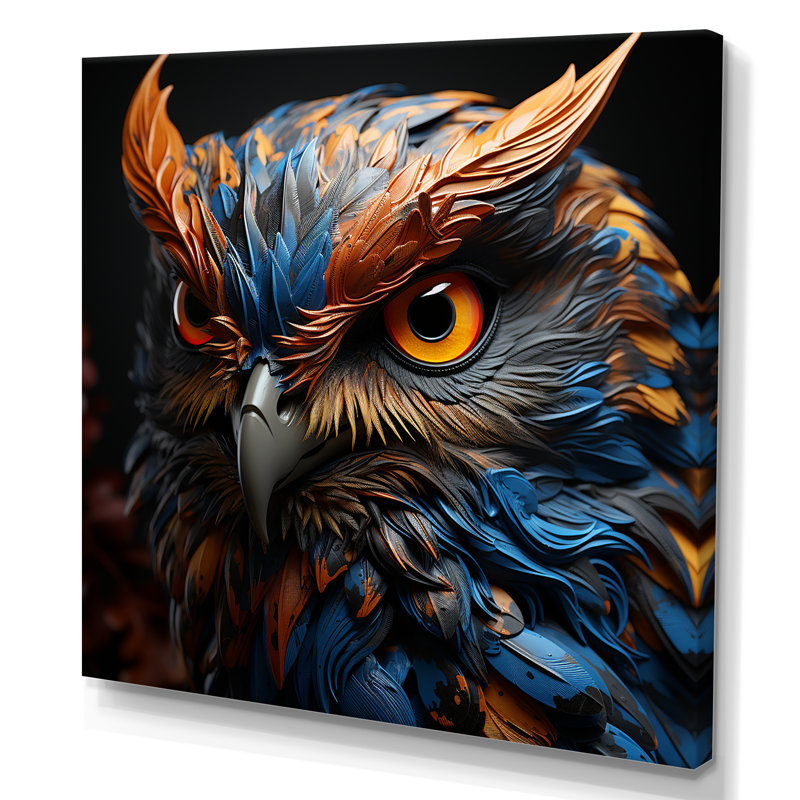 Portrait de chouettes sagesse II, Toile tendue, H 36 po x l 36 po x P 1,5 po