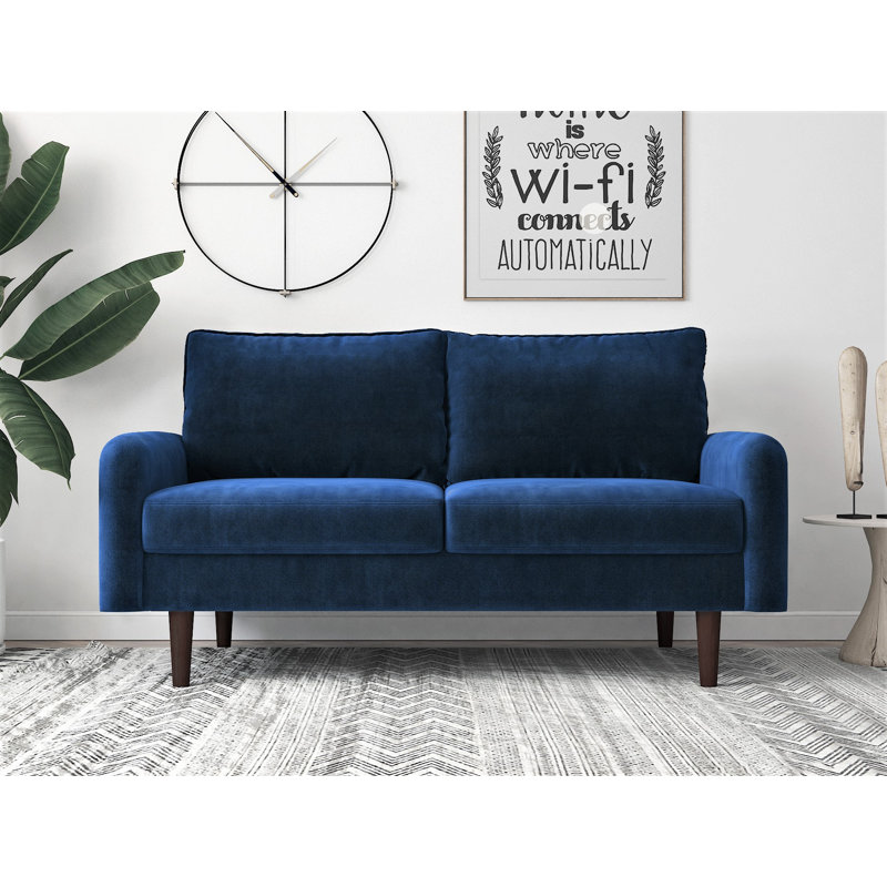 Chrisann 58" Round Arm Sofa Loveseat, Space Blue