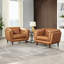 Siège en cuir, siège en mousse et coussins fixes d'une largeur de 37,5 po, chaise en bois massif d'une profondeur de 43 po