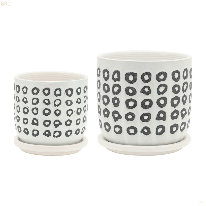 Ensemble de pots à fleurs en céramique avec motifs distinctifs pour un décor élégant