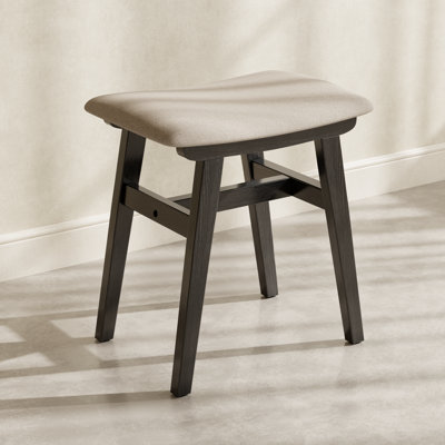 Solid Wood Small Vanity Stool with Saddle Cushion, High-Rebound Sponge Seat, Easy Assembly Makeup Chair