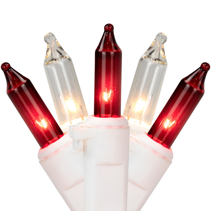 50-Count Mini Christmas Light Set 10ft Wire, Red/Clear/White