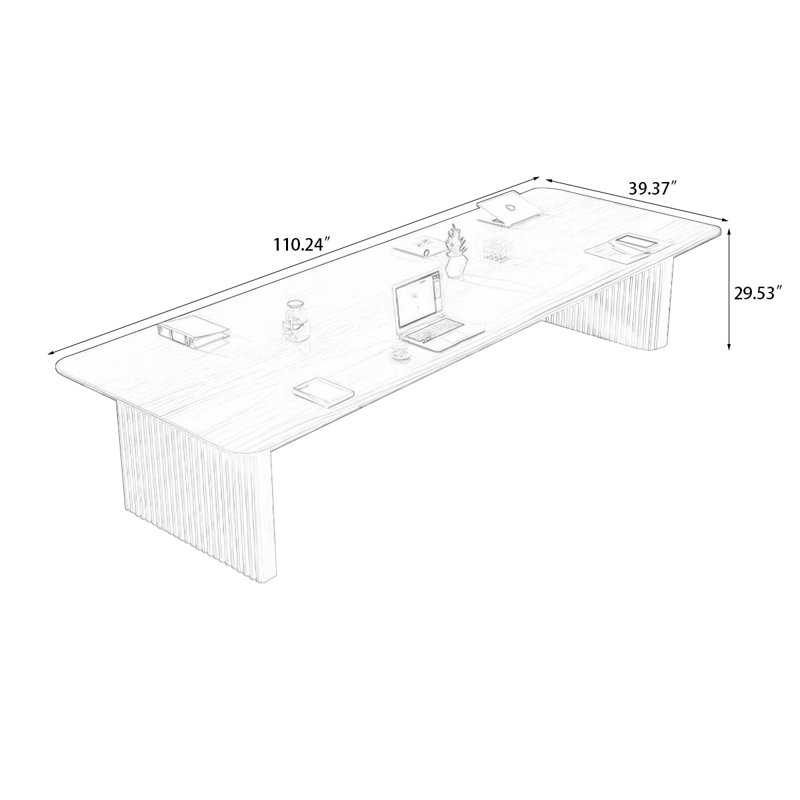 Table de conférence Burlywood, Naturel, H 29,53 po x L 110,24 po x l 39,37 po