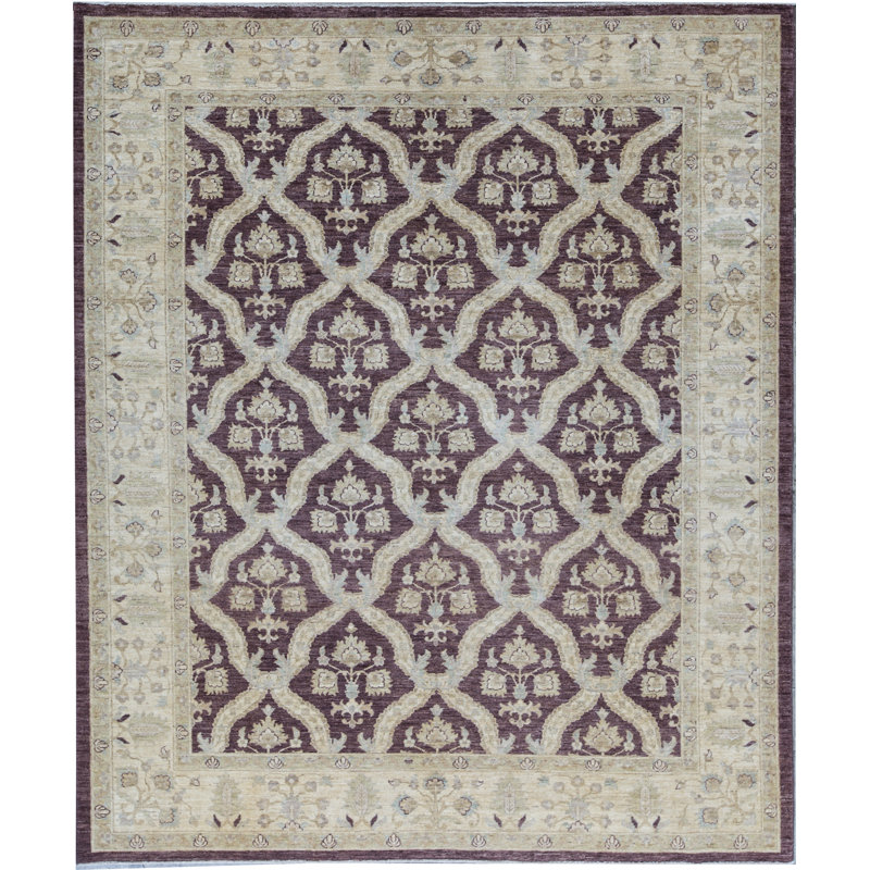 Tapis brun et beige de haute qualité noué à la main Ziegler