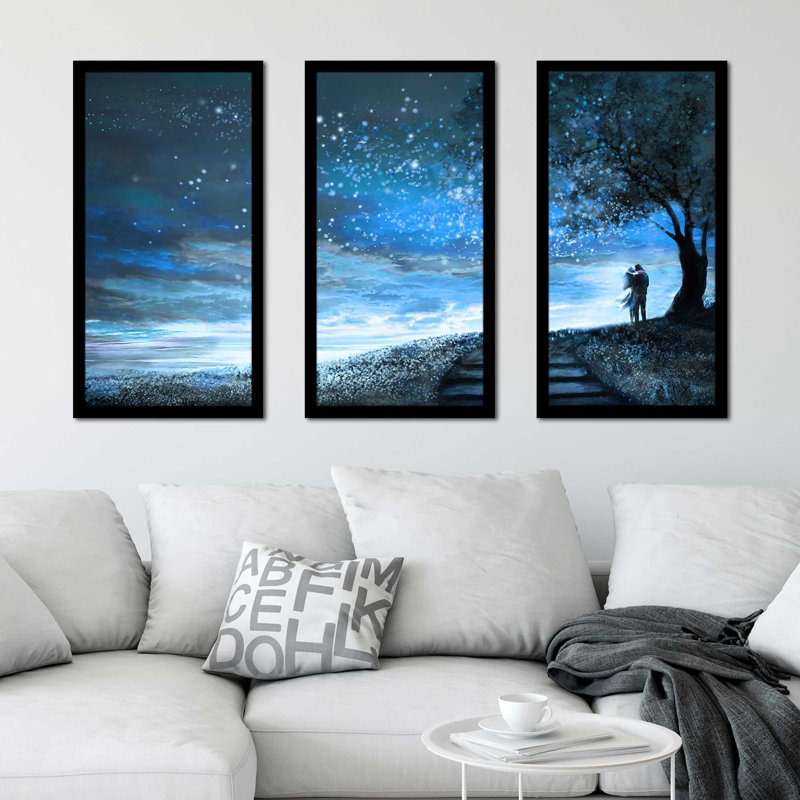«Sapphire Meadow», reproduction de 3 pièces sur acrylique, H 33,5 po x l 52,5 po x P 1 po