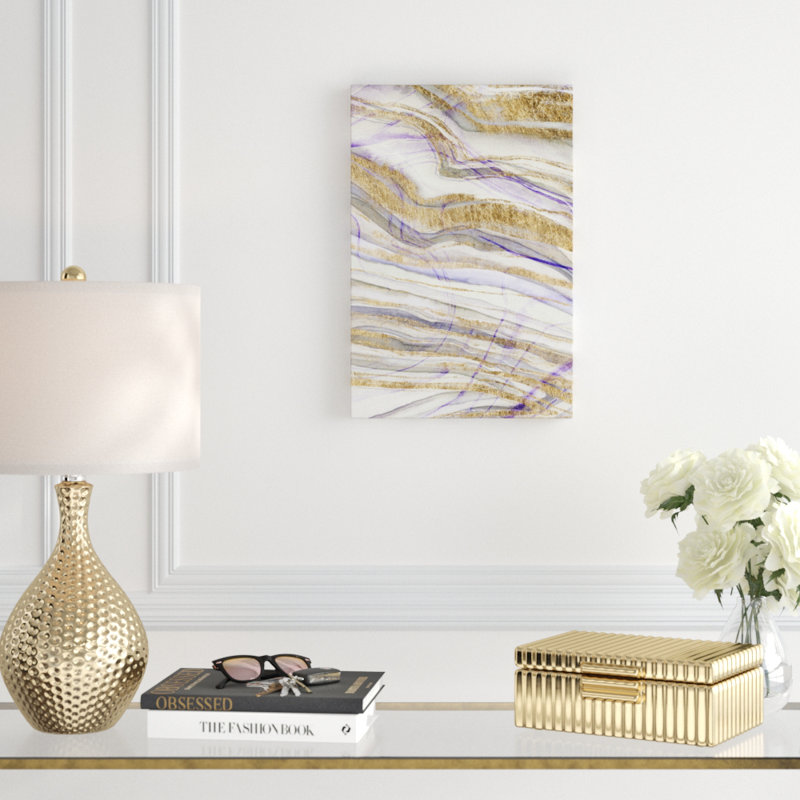 'Amethyst & Gold II' - Painting Print, 46cm H x 30cm W, Wrapped Canvas