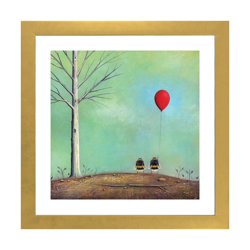 «L Let Go» par Neil Thompson - impression d'art graphique, H 16 po x l 16 po x p 1 po, Papier encadré doré