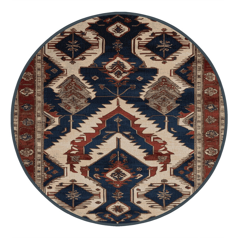 Machine Washable Persian Black Area Rug, Round 3'