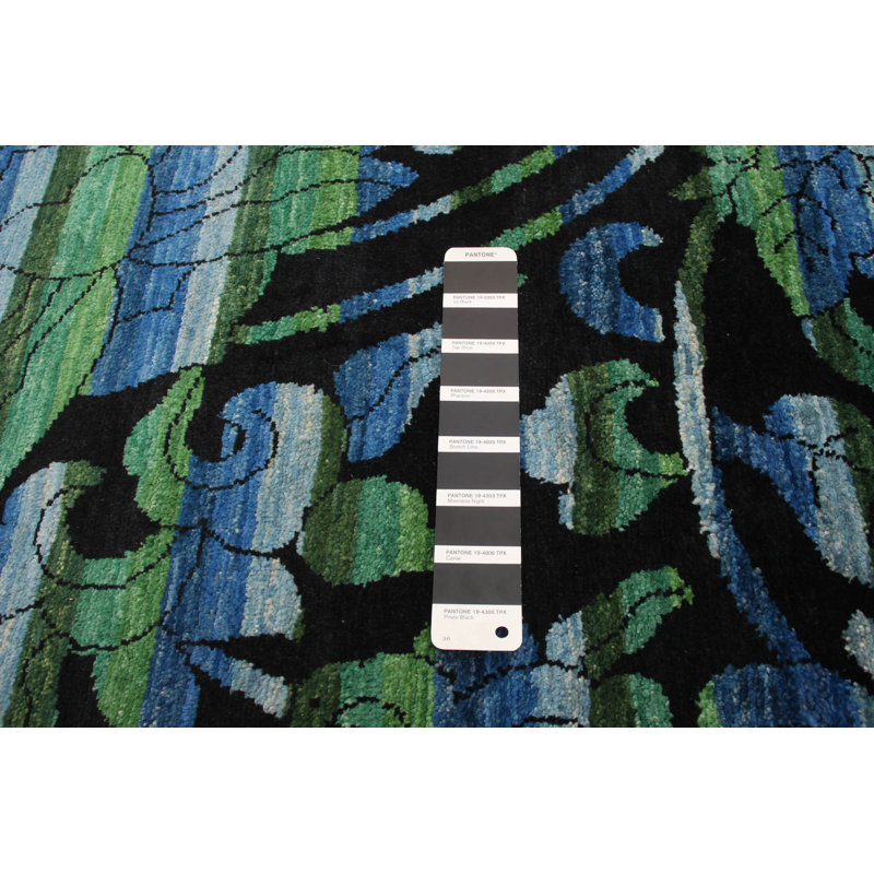 Tapis décoratif en laine de conception unique 5 pi x 8 pi 2 po Dencie noué à la main New Age