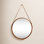 Leather Strap Hanging Wood Wall Mirror