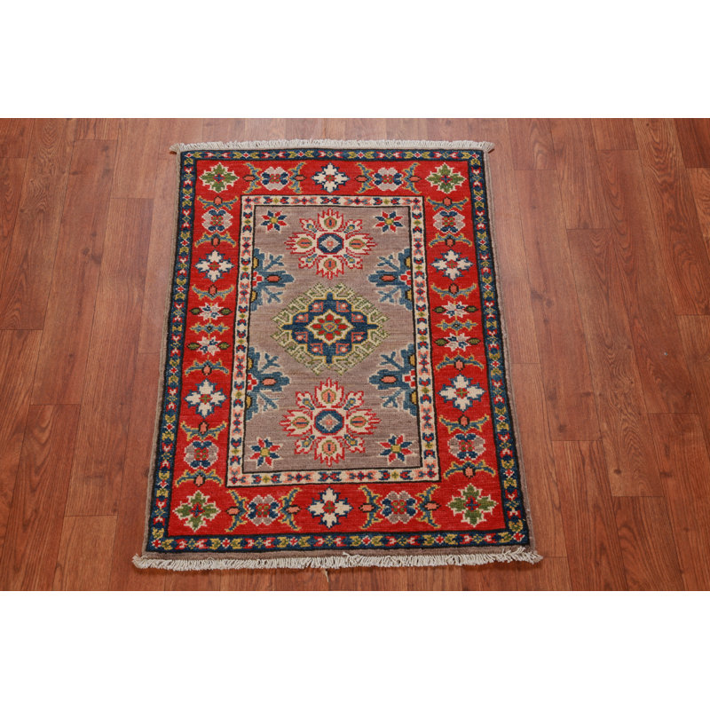 Tapis décoratif brun et rouge Kazak