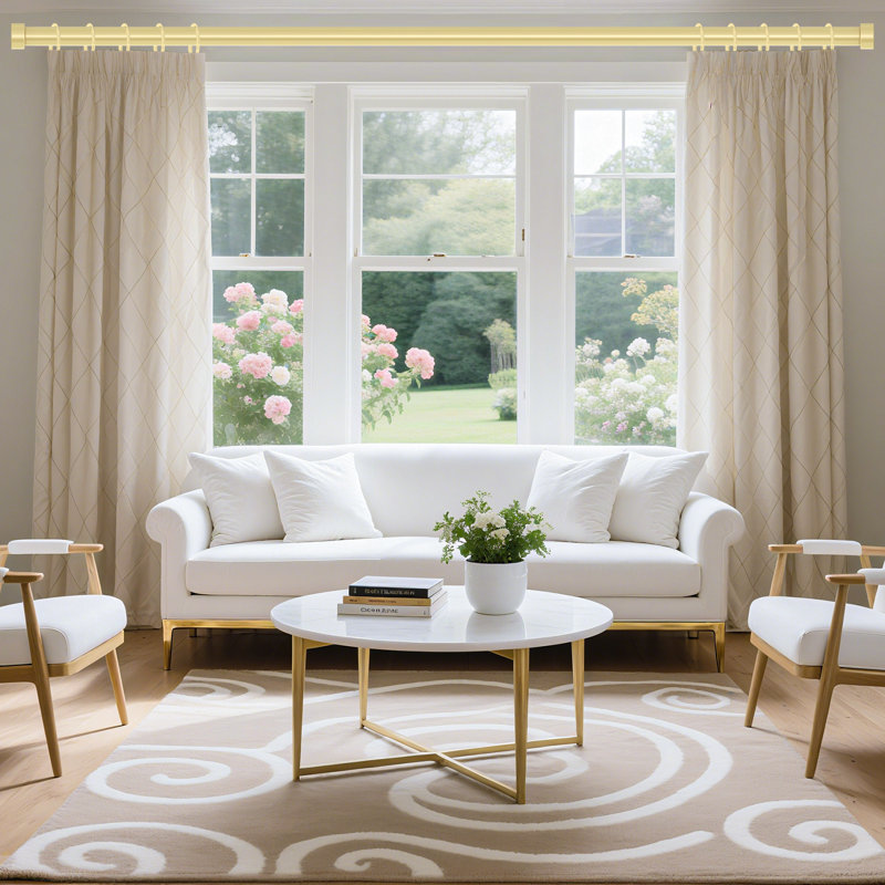 Tringle à rideaux simple classique avec embouts modernes en or 36 à 120 po, Doré, 36" - 120"