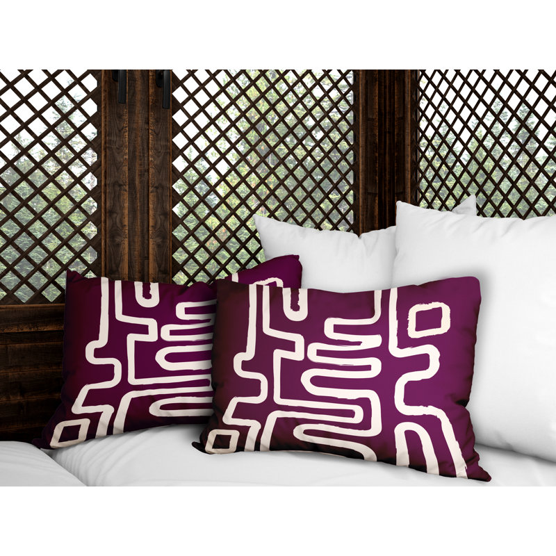 Oreiller carré Joni Squiggles, Mauve
