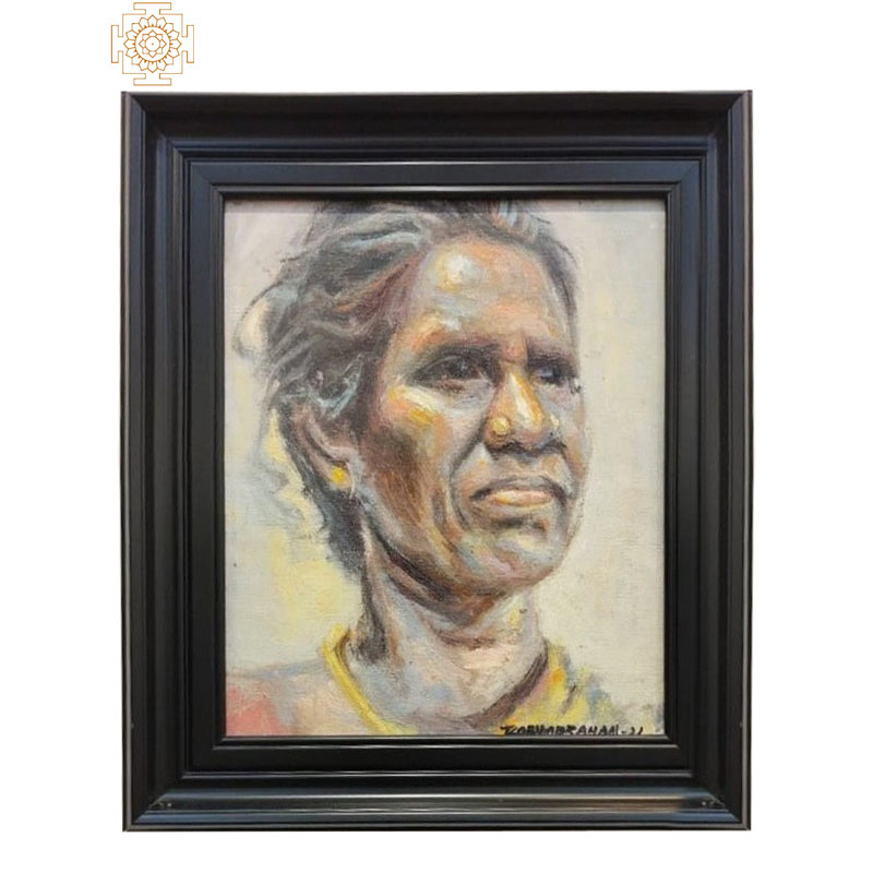 Vieille dame | Par Boby Abraham | Huile sur toile | Peinture encadrée
