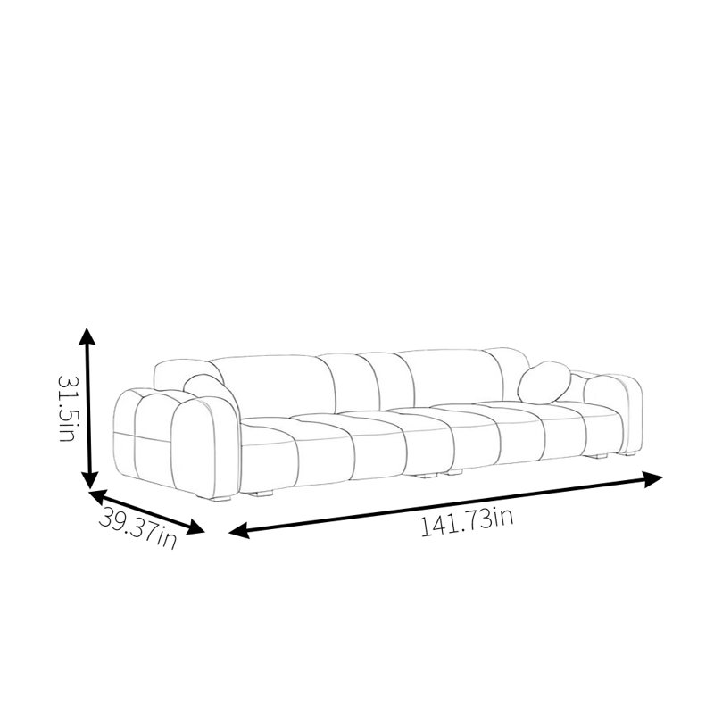 Canapé moderne simple, Rose, H 31,5 po x l 141,73 po x P 39,37 po, 5