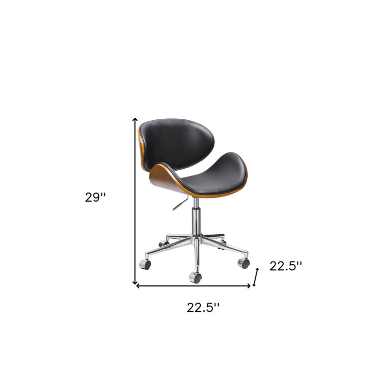 Chaise de bureau pivotante à hauteur réglable brune, noire et argentée