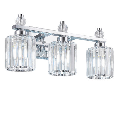 Dimmable Crystal Vanity Light With Cylindrical Shade