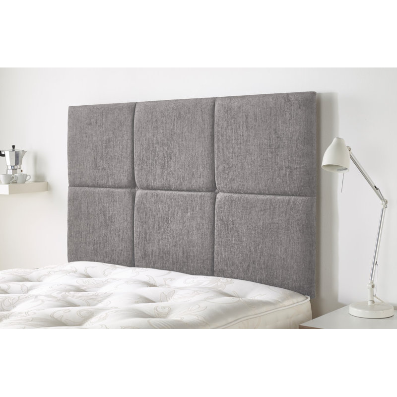 Upholstered Velvet Panel Headboard, Double (4'6"), Silver