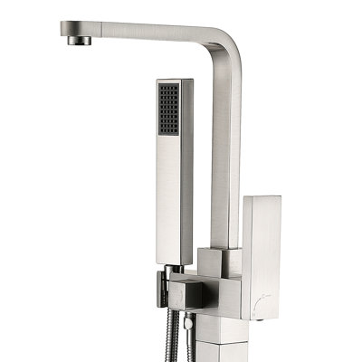 Freestanding Bathtub Faucet With Hand Shower, Brushed Nickel Finish, Made Of Metal For A Relaxing Bath Time Built Solid Stylish Bathroom Update