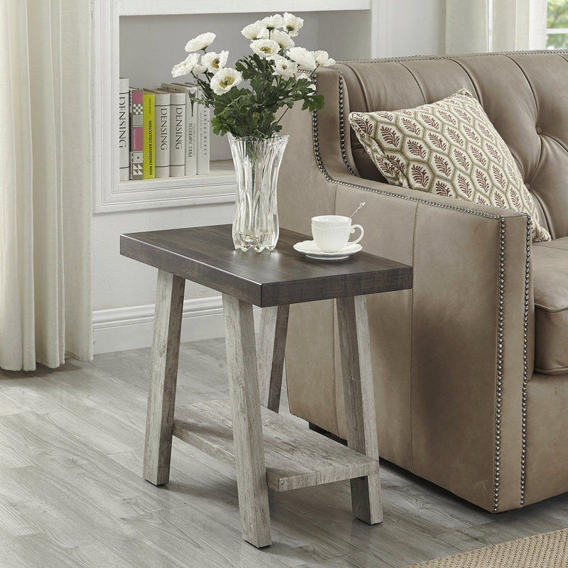 Table d'appoint Contemporary, H 23 po x l 22 po x P 23,5 po, Brown Top/Grey Base