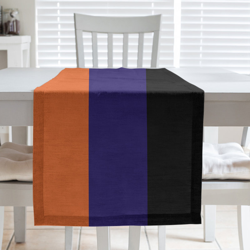 Chemin de table de basketball, L 90 po x l 16 po, Phoenix orange / mauve / noir, Croisé en coton