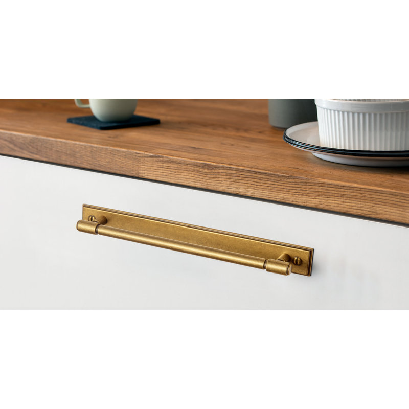 Sturdy Bar Pull With Backboard(G015) Multipack, Antique Brass, 7 5/8"