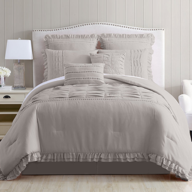 Modern Threads Antonella 8-Piece Pleated Comforter Set, King Comforter + 7 Additional Pieces, Blue