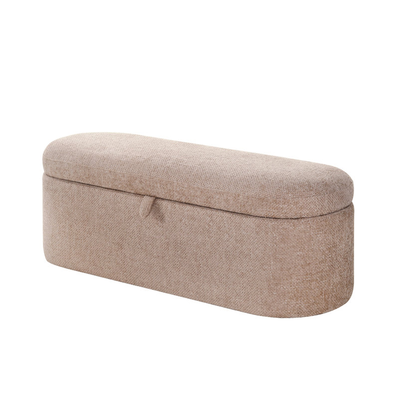 Banc de style moderne avec cadre en bois, rangement caché et siège rembourré mauve pour chambre à coucher, Mauve