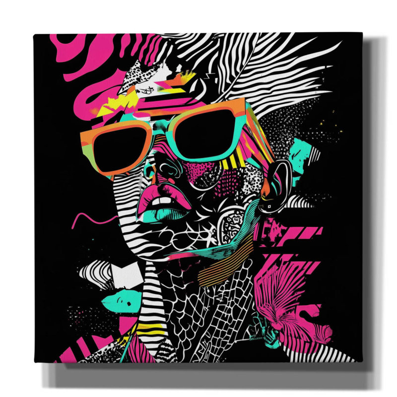 «Neon Night 2» par Rich Monet, art mural sur toile, H 26 po x l 26 po