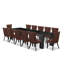 Ensemble de table de salle à manger 13 pièces comprenant une table de cuisine rectangulaire et 12 chaises de salle à manger en tissu de polyester bourgogne, finition noire brossée.-122201380