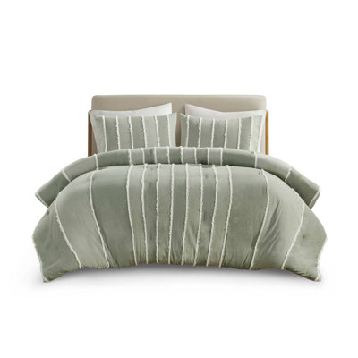 3-Piece Jacquard Trim Cotton Comforter Set with Overlap Closure Shams