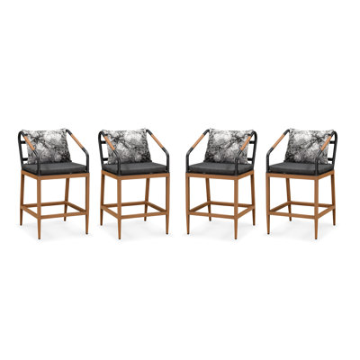 Outdoor 24.6 " H Patio Stool with Cushion