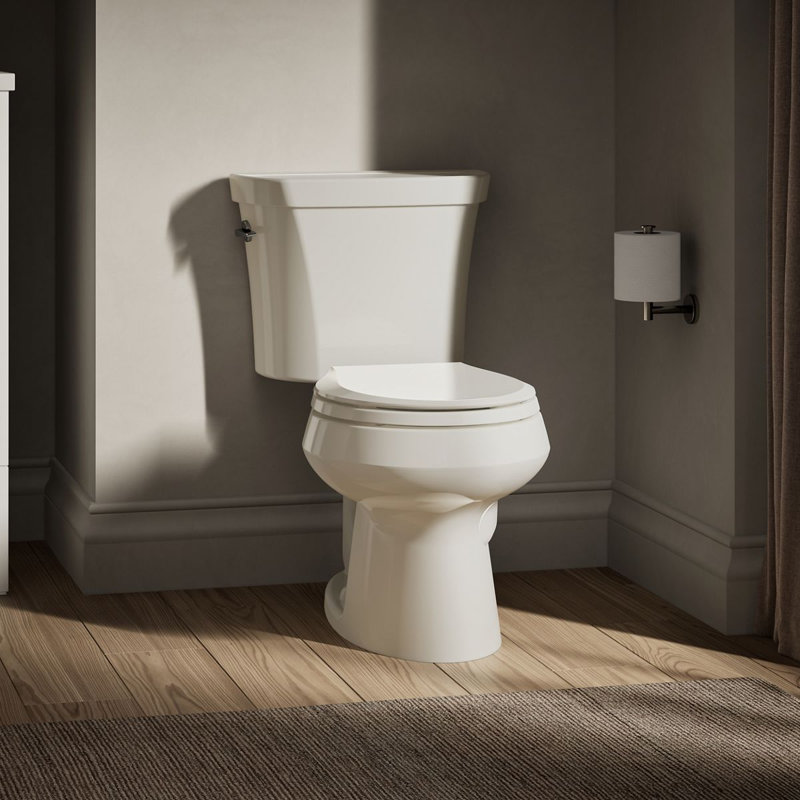 Wellworth™ 1.6 GPF Round Two-Piece Toilet (Seat Not Included), Biscuit, Left-Hand
