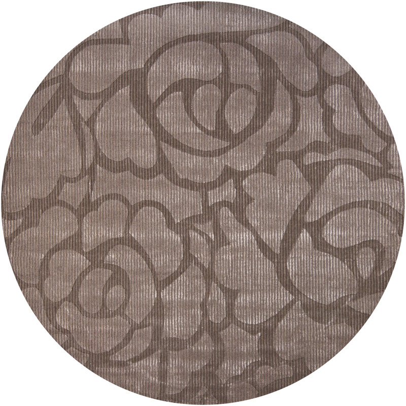 Fye Authentic Hand-Tufted Handmade Chocolate, Taupe & Beige Modern Oversized Floral Wool & Artificial Silk Area Rug