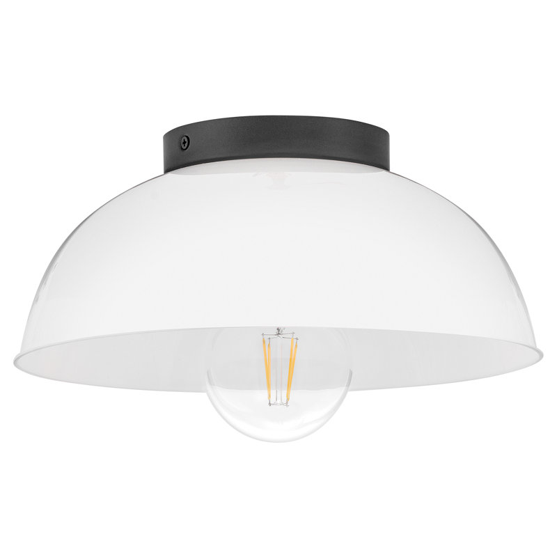 Stu Small Flush Mount Ceiling Light w/ Cased Opal Glass Shade, Black