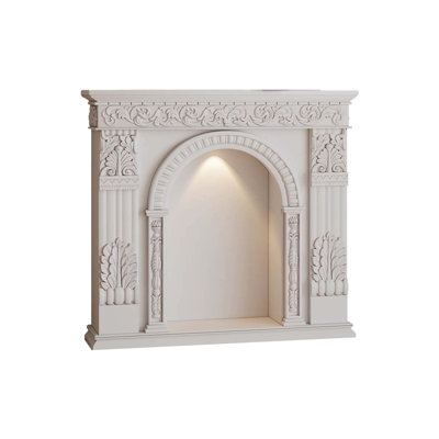 White Manufactured Wood Freestanding Fireplace