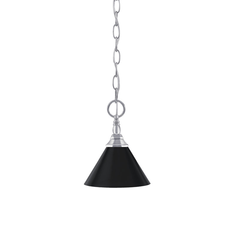 Mini-luminaire suspendu à chaîne avec abat-jour, Noir mat, Noir mat