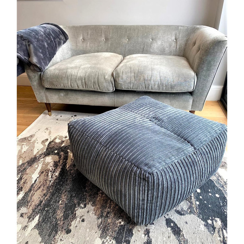 Baltzer 68cm Wide Square Pouffe Ottoman, Grey