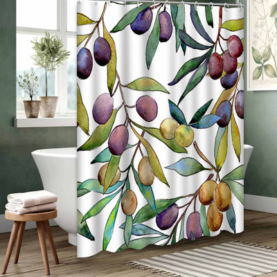 Green Waterproof Shower Curtain,Shower Curtains for Bathroom with 12 Hooks