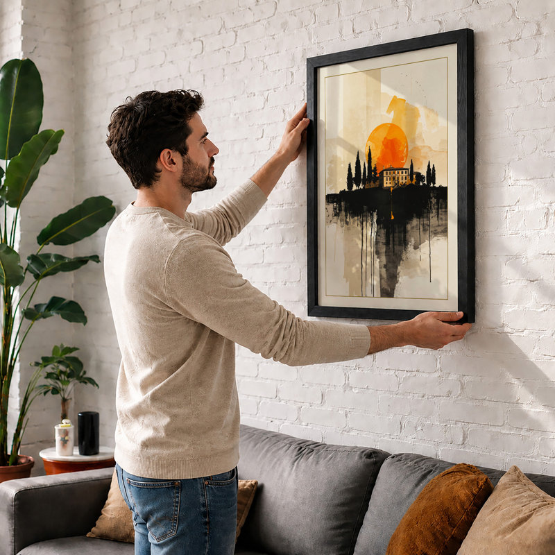 Dissolving City Light Modern - Framed Print, A2 - 59.4 x 42.0 cm, White
