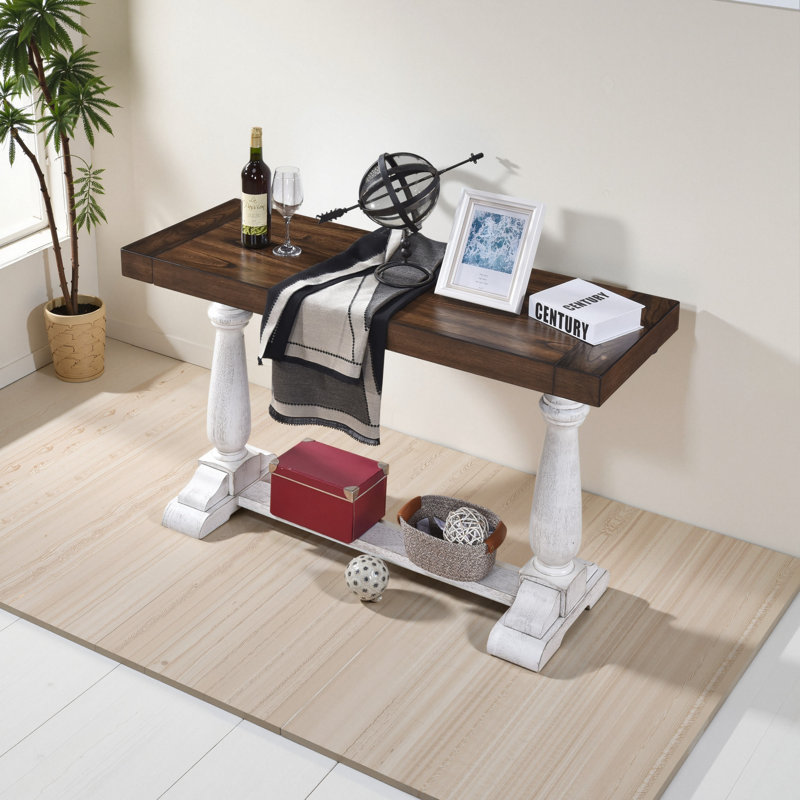Table de canapé de style campagnard de 30 pouces, console de vestibule rustique avec pieds à piédestal pour le salon | Idée de cadeau