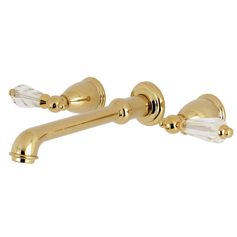 Kingston Brass Wilshire Two-Handle 3-Hole Wall Mount Roman Tub Faucet, Polished Brass