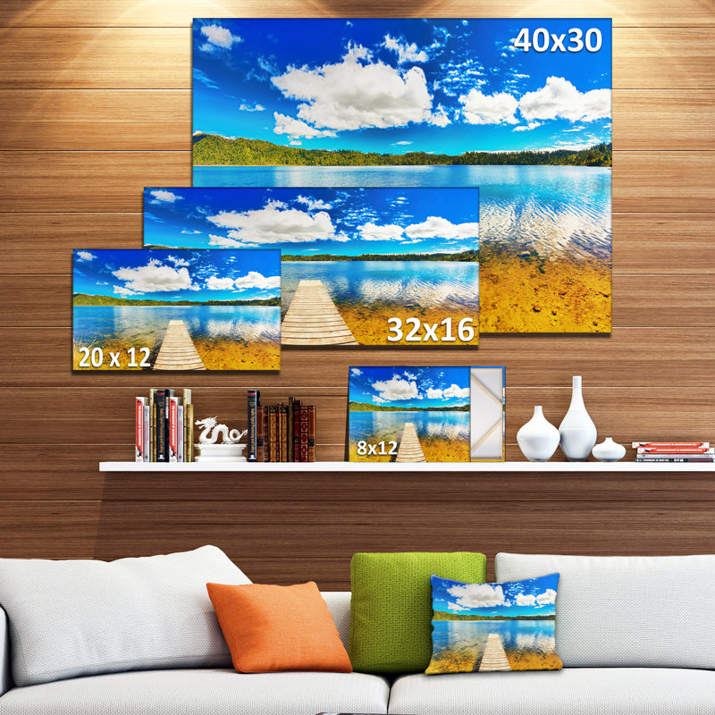 «Lake with Pier», reproduction de photo sur toile tendue, H 16 po x l 32 po