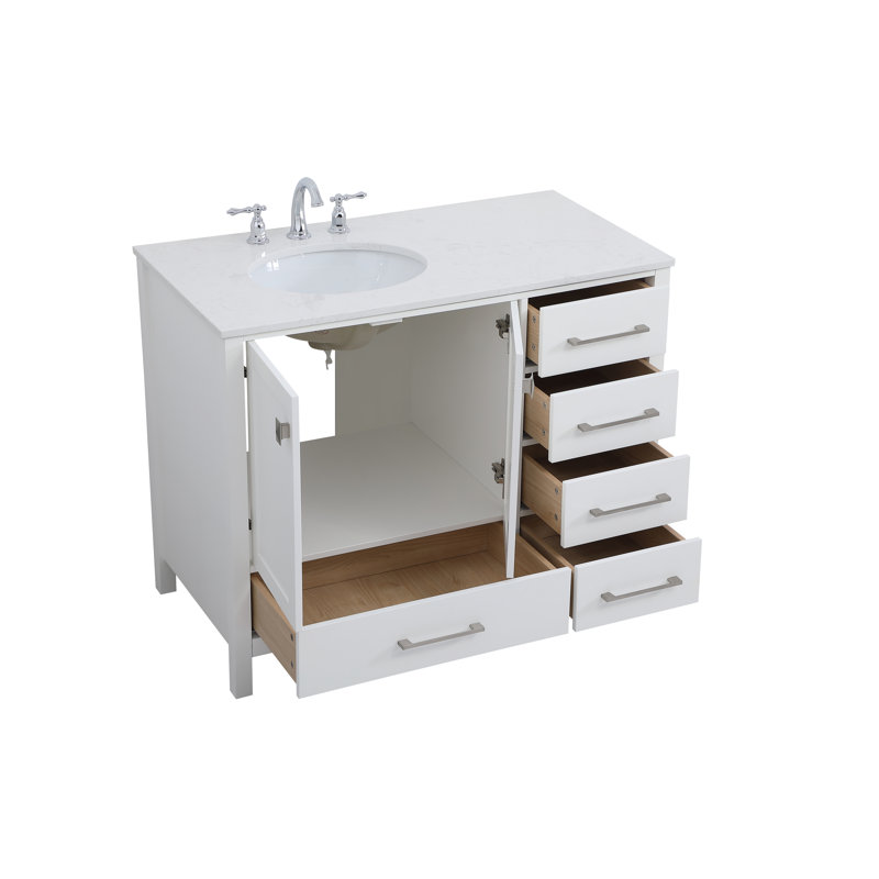 Aralynne 42'' Single Bathroom Vanity with Engineered Marble Top