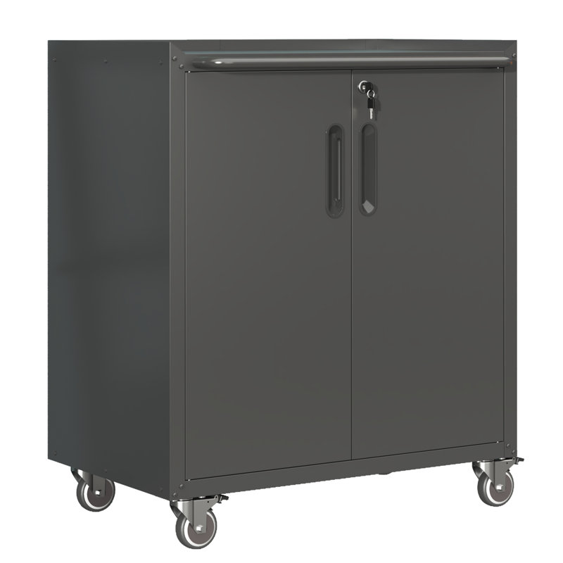 Armoire de rangement mobile avec portes et roues verrouillables Mak Peace, Noir