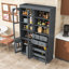 Garde-manger autoportant avec huche, tablettes réglables, 6 portes, 4 tiroirs et plateaux coulissants-376818985