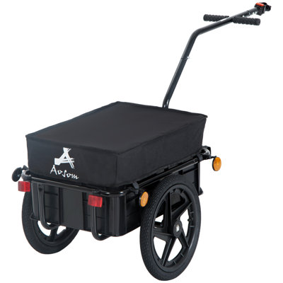 Aosom Double Wheel Internal Frame Enclosed Bicycle Cargo Trailer, Black