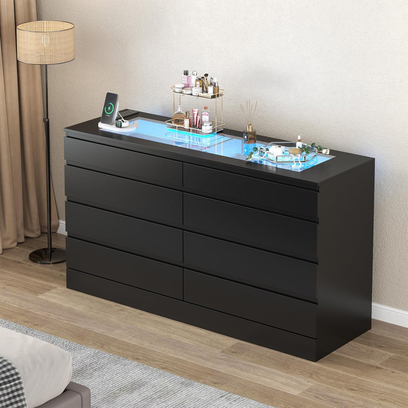 Jessey 47'' W 8 - Drawer Dresser, Black